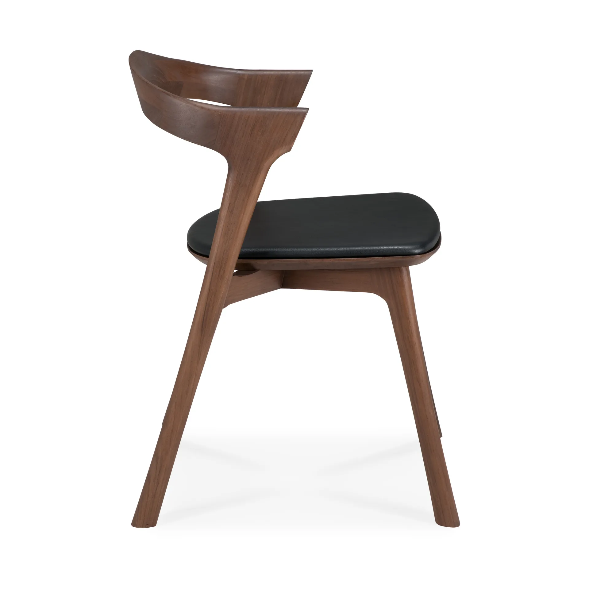 Beech dining chair, Brown teak-black leather Ethnicraft