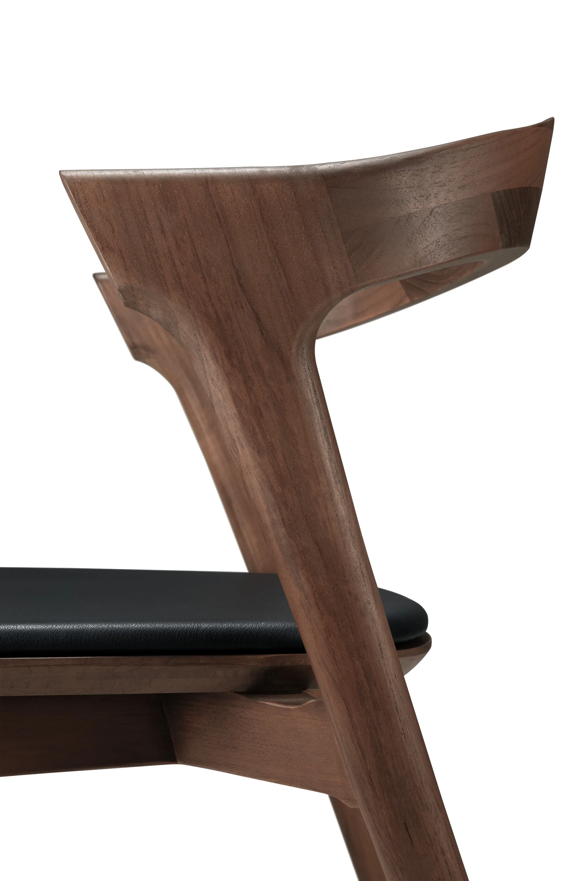 Beech dining chair, Brown teak-black leather Ethnicraft