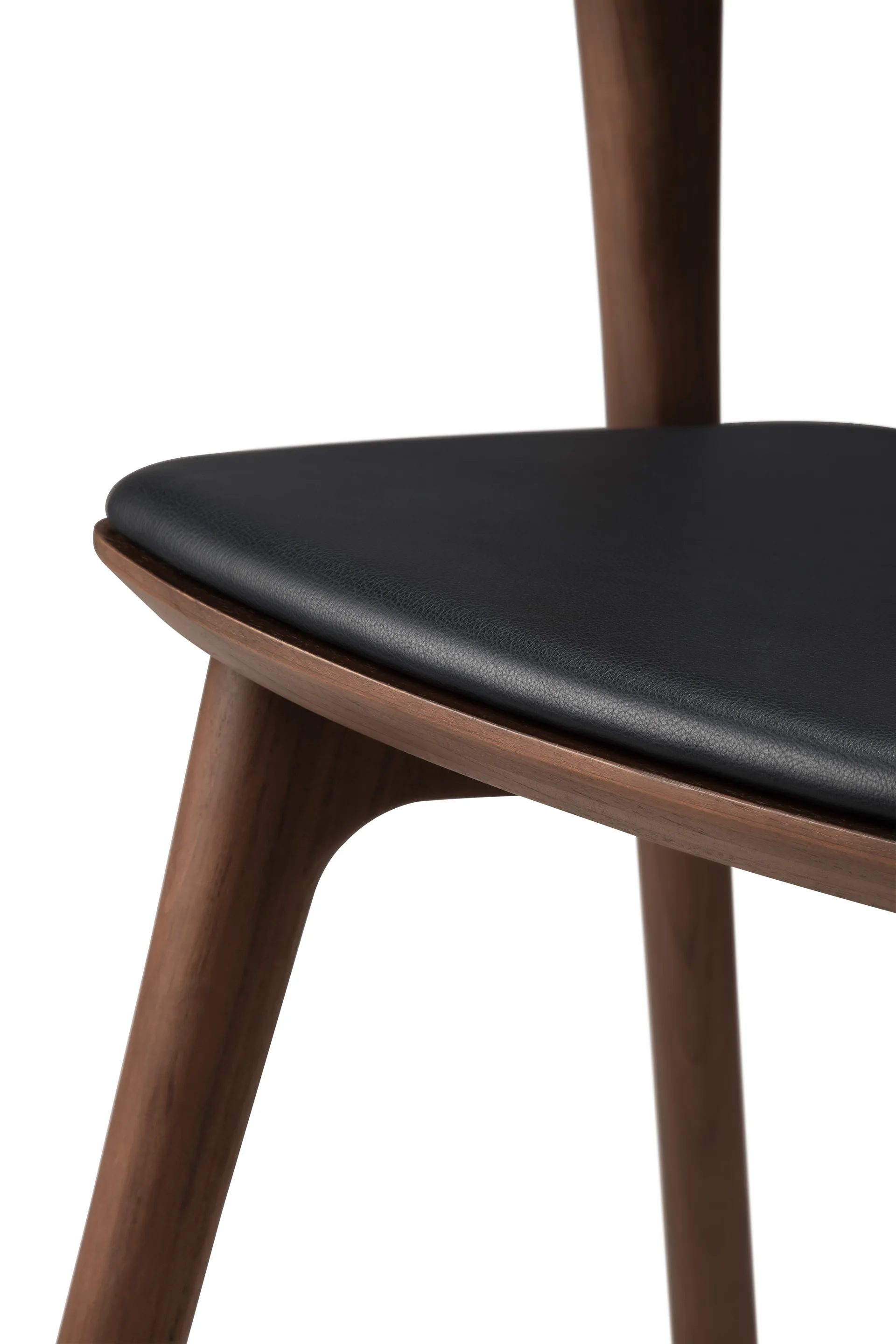 Beech dining chair, Brown teak-black leather Ethnicraft