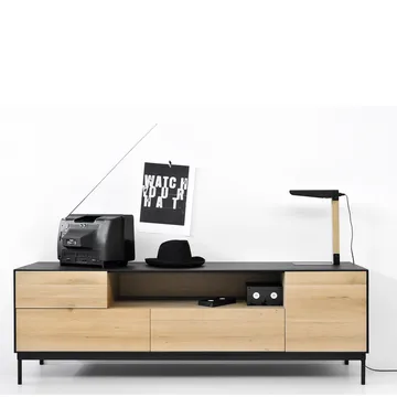Blackbird media unit - Black oak-Black metal legs - Ethnicraft
