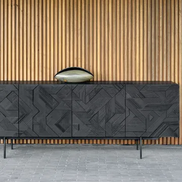 Graphic sideboard - Teak black 3 doors - Ethnicraft