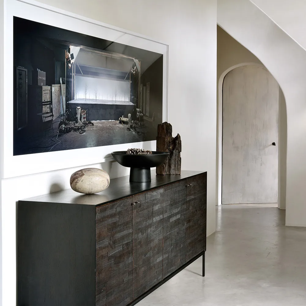 Grooves sideboard, Black 3 doors Ethnicraft