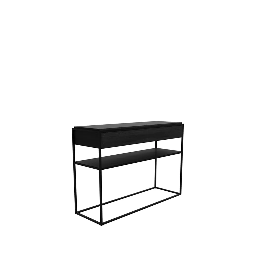 Monolit console table 122x40 cm, Oak black-Black Ethnicraft