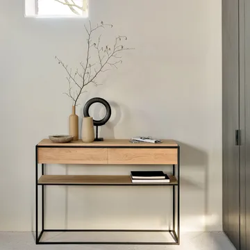Monolit console table 122x40 cm - Oak black-Black - Ethnicraft