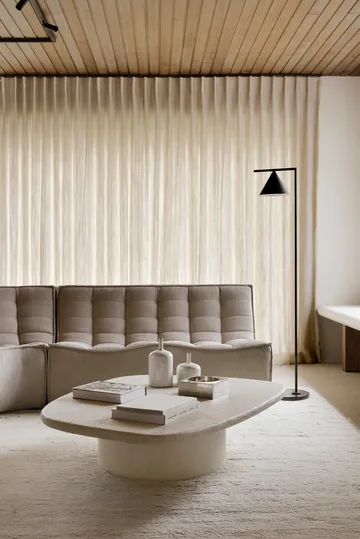 N701 modular corner sofa with rounded corner, fabric Ecru beige, 330x260 cm - Ethnicraft