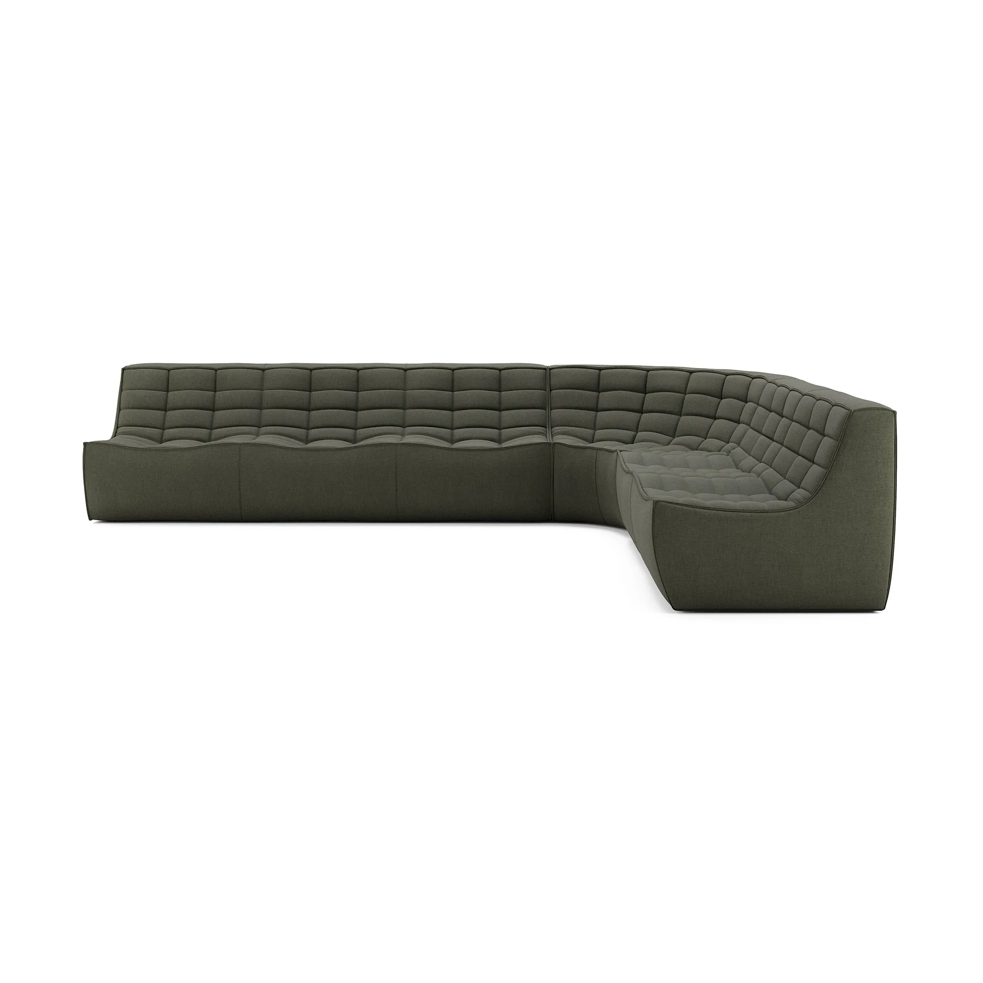 N701 modular corner sofa with rounded corner, fabric Moss Eco, 330x260 cm Ethnicraft