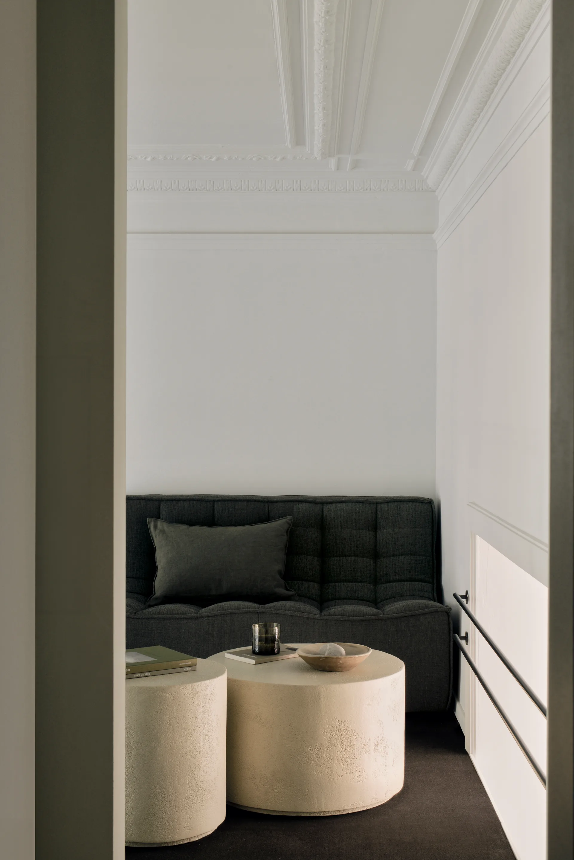 N701 modular corner sofa with rounded corner, Moss Eco fabric, 301x171 cm,  Ethnicraft