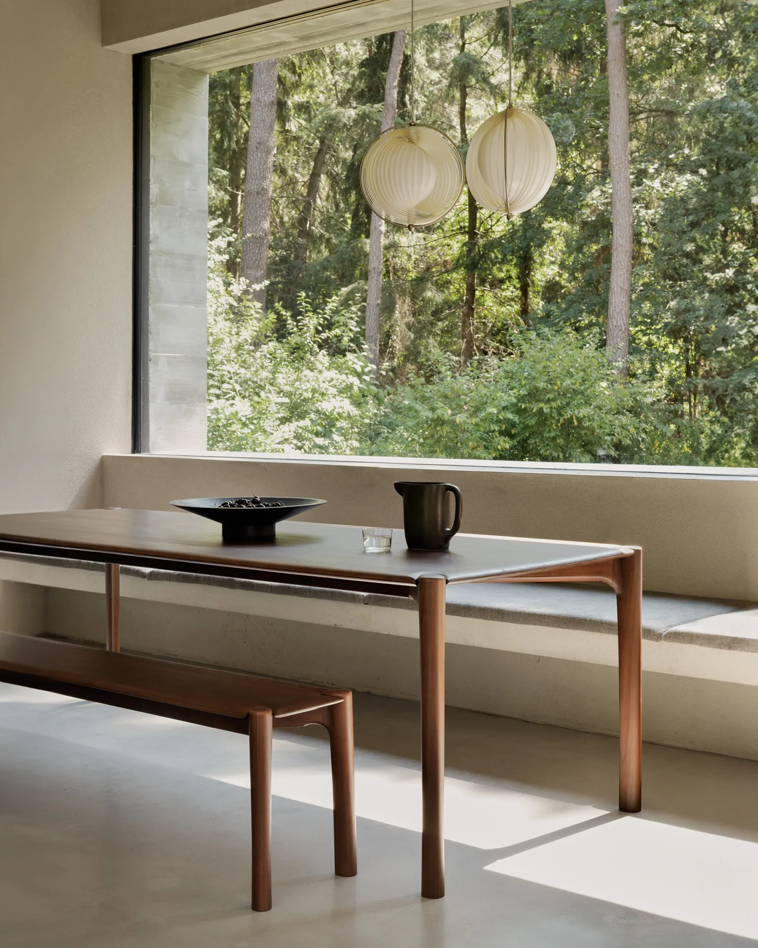 PI bench 126x35 cm, Lacquered teak brown Ethnicraft