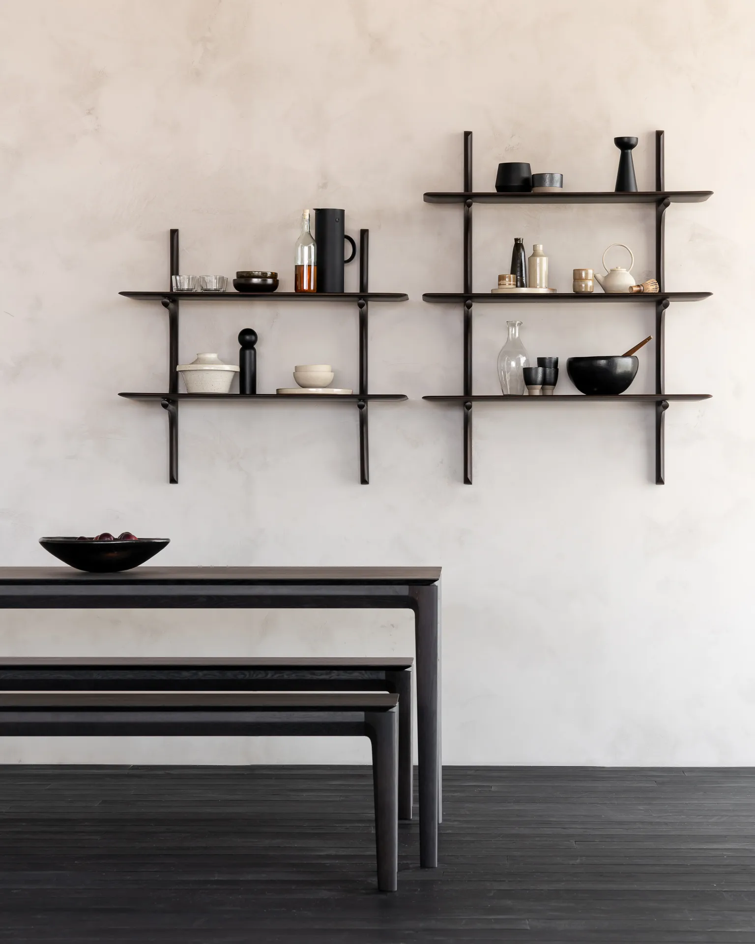 PI wall shelf, Lacquered mahogany - 2 shelves Ethnicraft