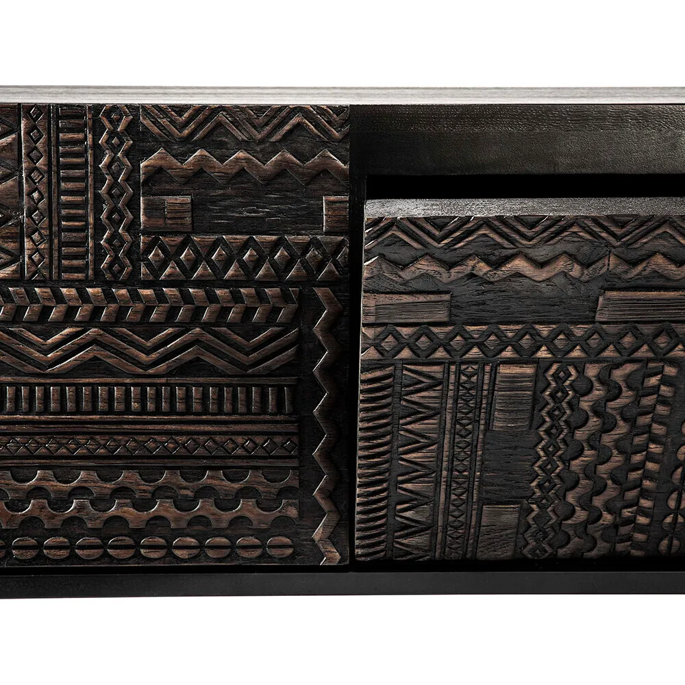 Tabwa media cabinet, Black teak 51x160 cm Ethnicraft
