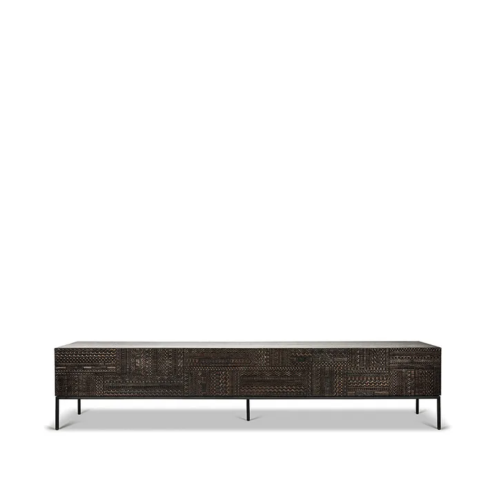 Tabwa media cabinet - Black teak 51x240 cm - Ethnicraft