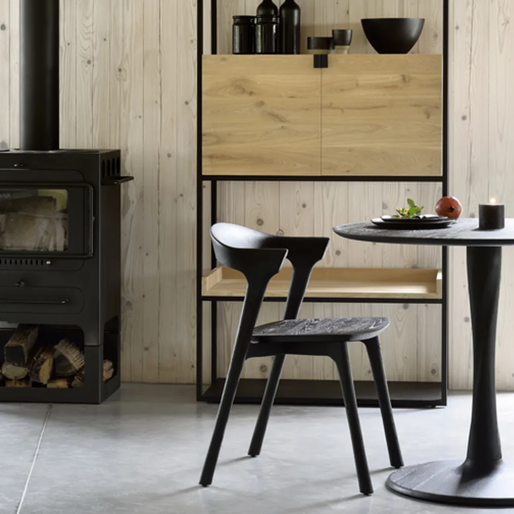 Torsion dining table, Black-stained oak, Ø90 cm Ethnicraft