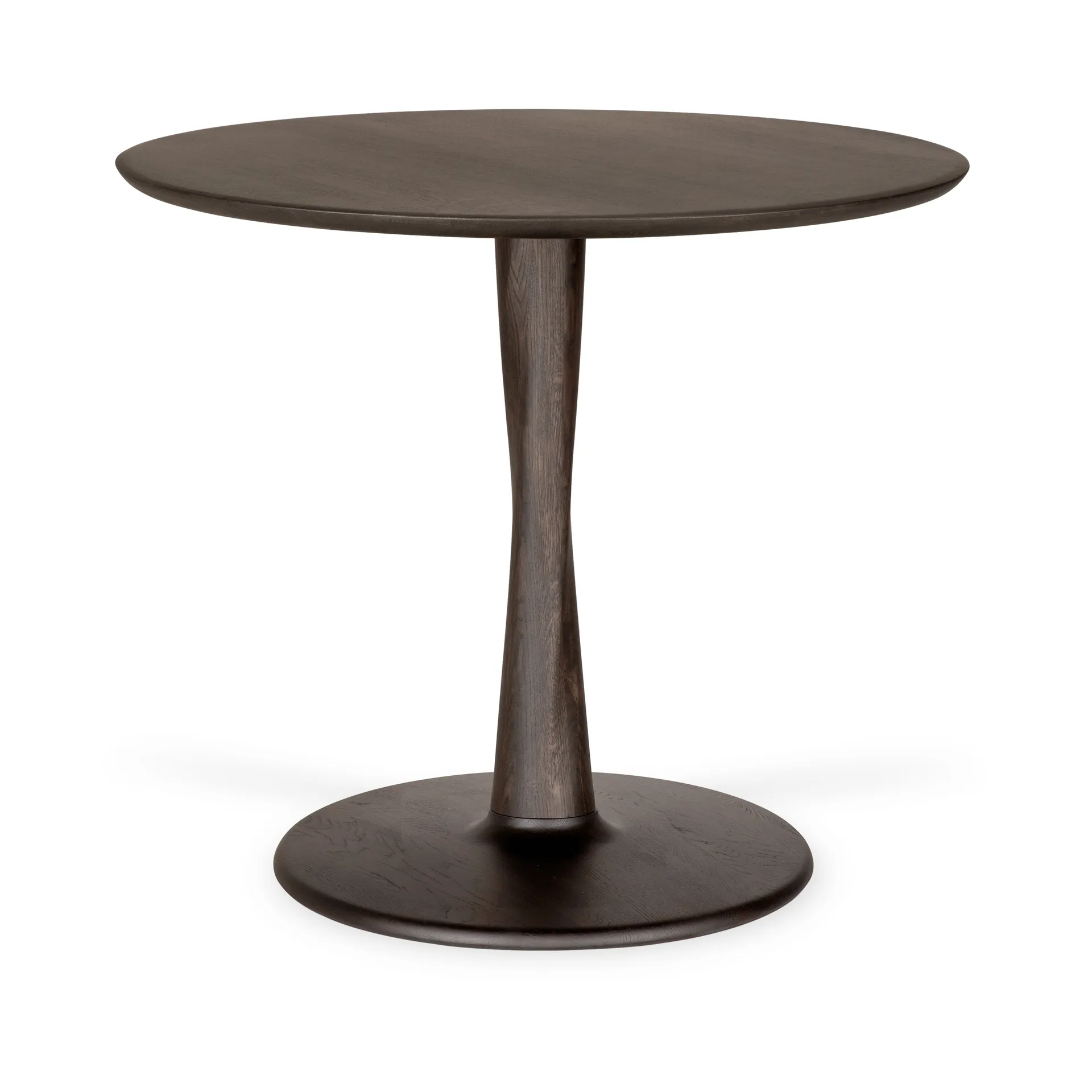 Torsion dining table, Brown lacquered oak, Ø90 cm Ethnicraft