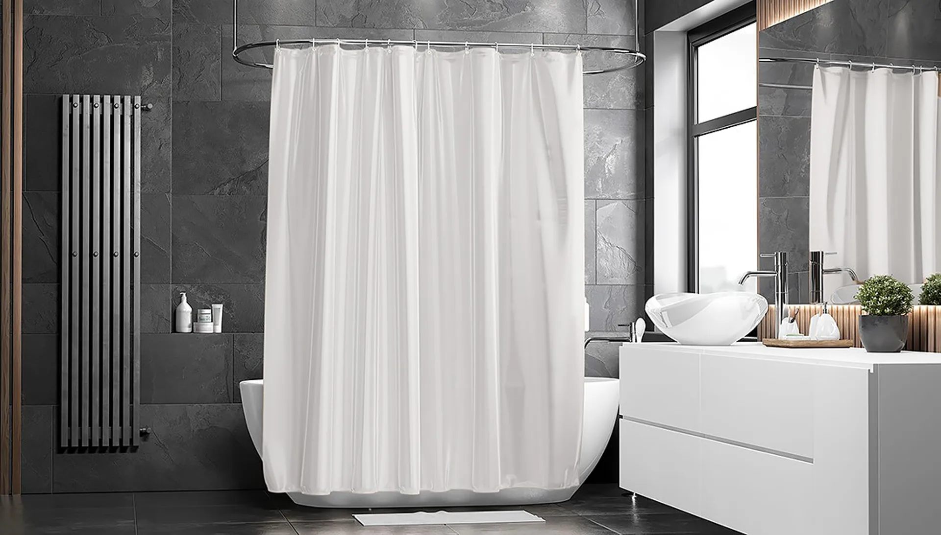 Match shower curtain 200x240 cm (extra height), white Etol Design