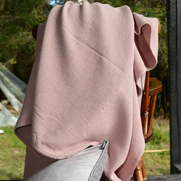 Stripe bedspread stonewashed cotton 180x260 - Dusty rose - Etol Design