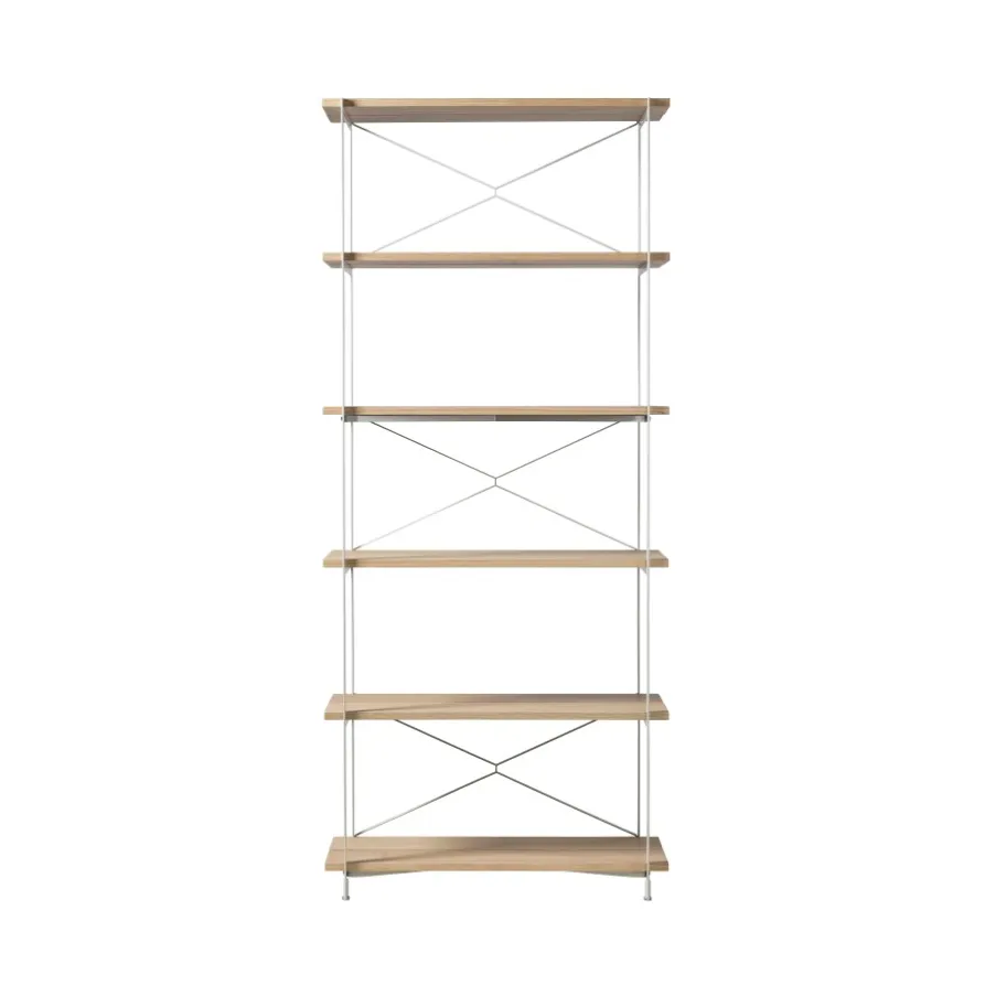 A91 Nordhavn shelving system, Oak nature lacquered Silk Grey HS FDB Møbler