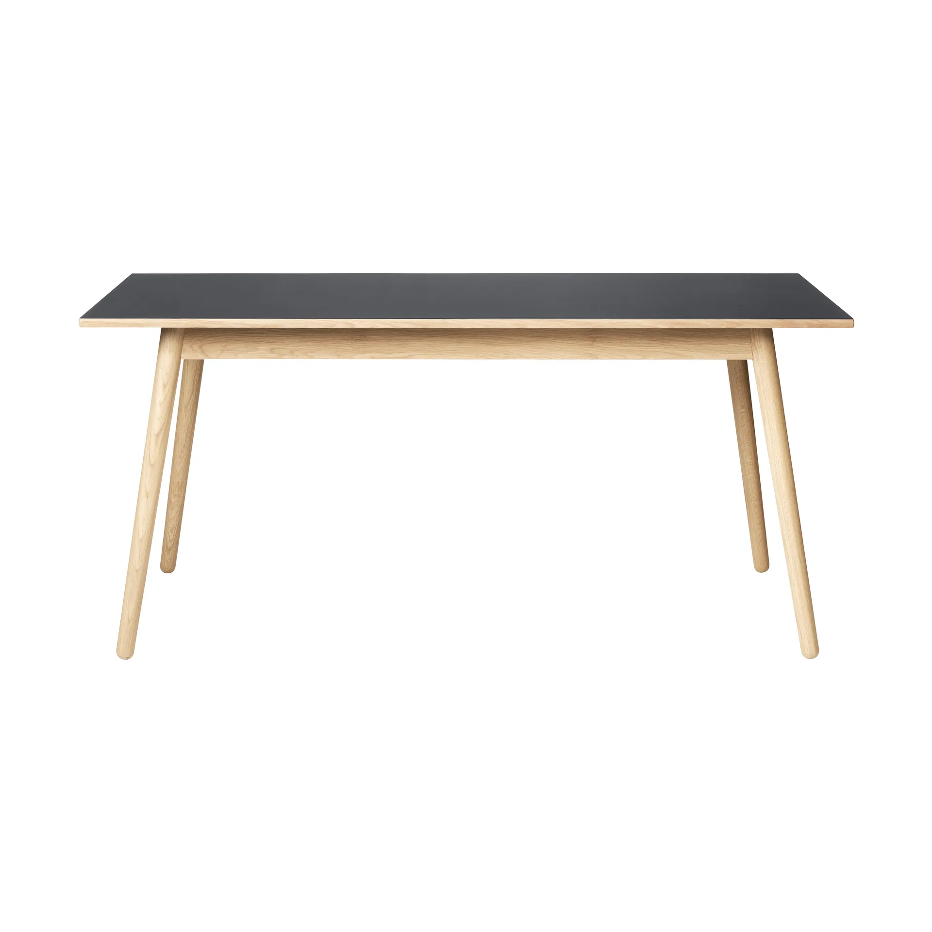 C35B dining table 82x160 cm, Black linoleum–oak natural water-based lacquer FDB Møbler