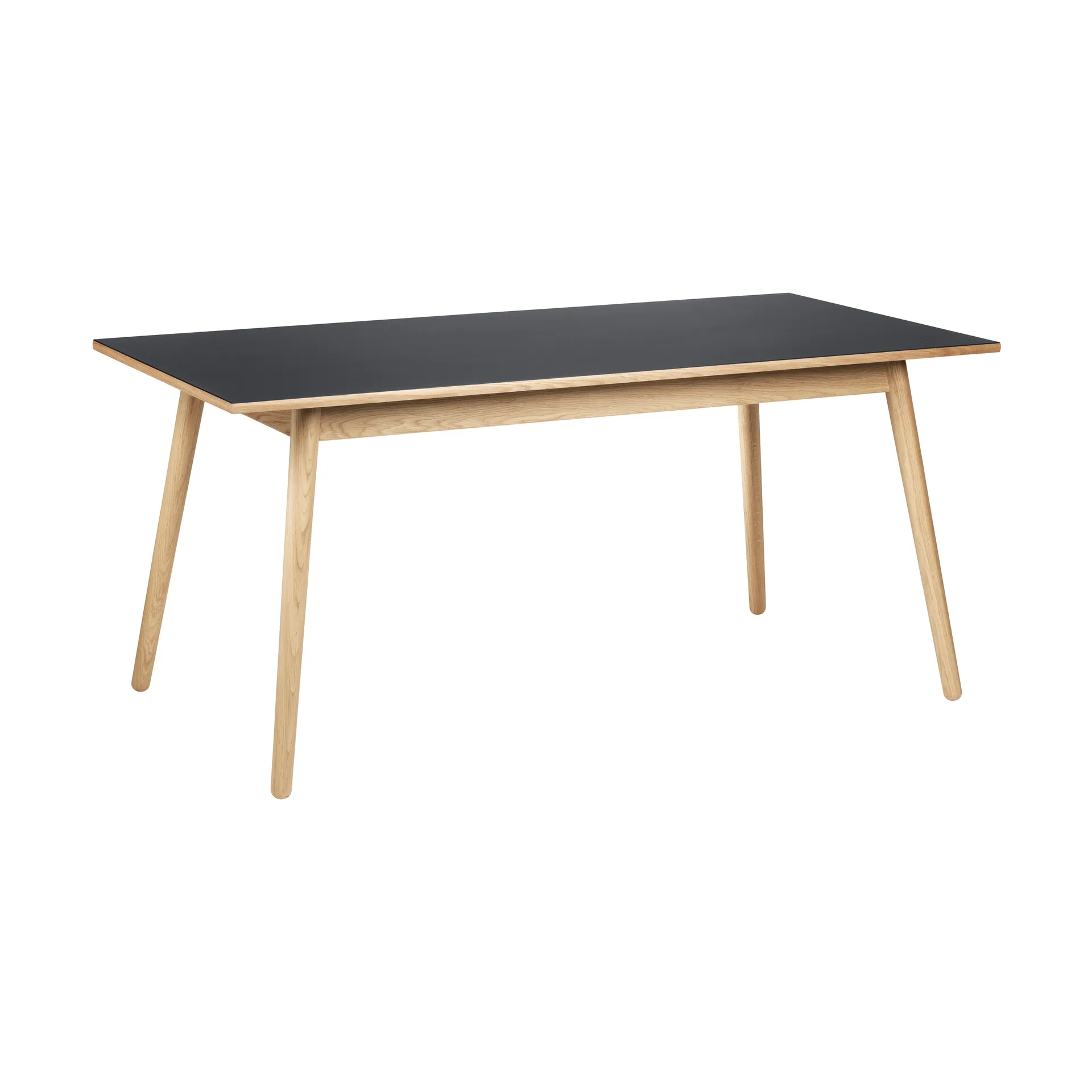 C35B dining table 82x160 cm, Black linoleum–oak natural water-based lacquer FDB Møbler