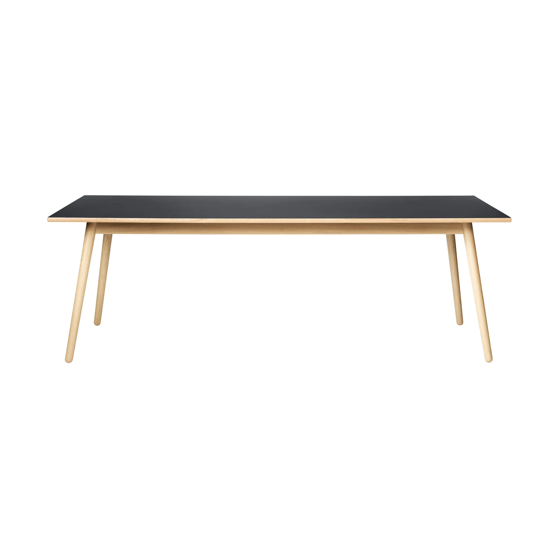 C35C dining table 95x220 cm, Black linoleum–oak natural water-based lacquer FDB Møbler