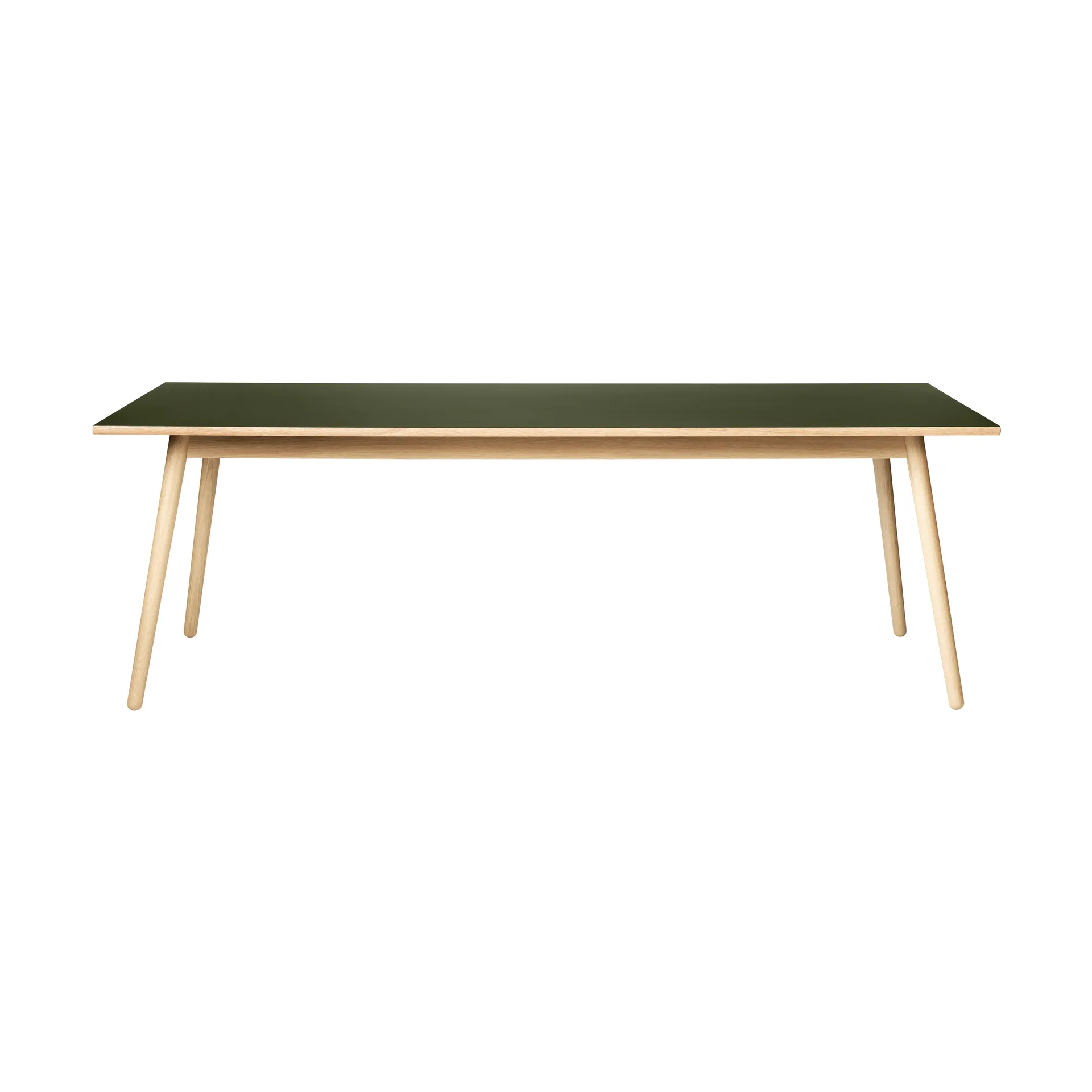 C35C dining table 95x220 cm, Olive linoleum-oak natural water-based lacquer FDB Møbler