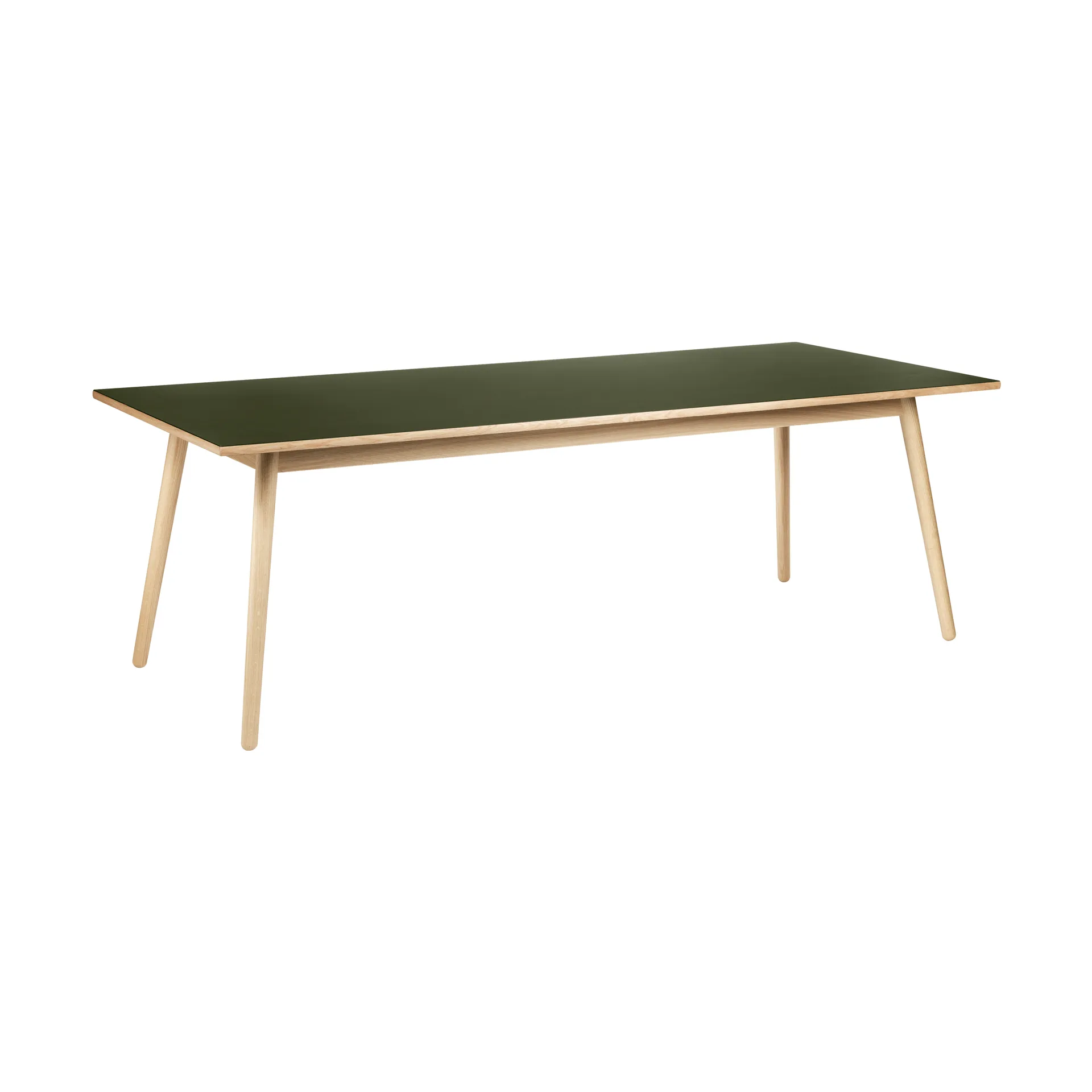 C35C dining table 95x220 cm, Olive linoleum-oak natural water-based lacquer FDB Møbler