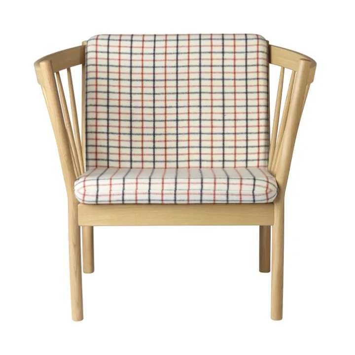 J146 armchair - Oak nature lacquered-red diced - FDB Møbler