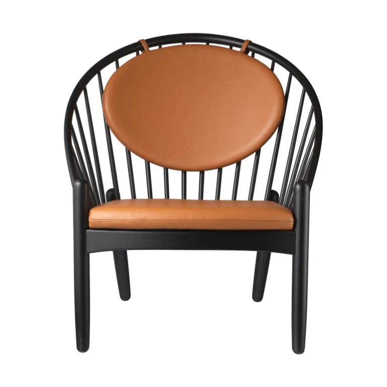 J166 Jørna chair, Oak black painted-cognac leather FDB Møbler