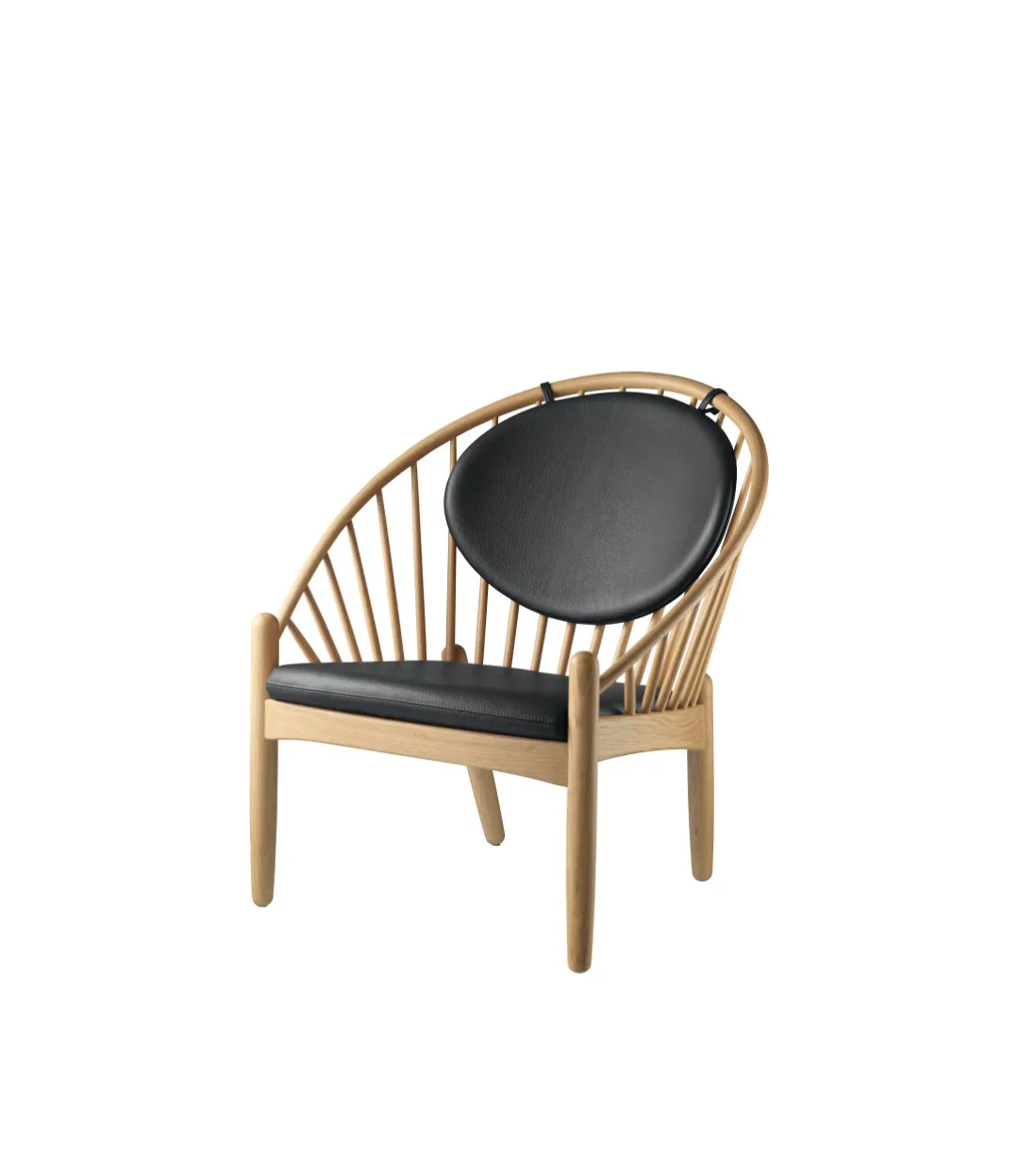 J166 Jørna chair, Oak nature lacquered-black leather FDB Møbler