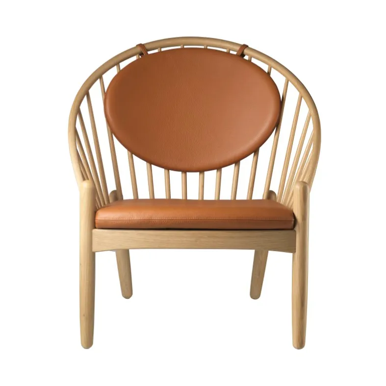 J166 Jørna chair, Oak nature lacquered-cognac leather FDB Møbler