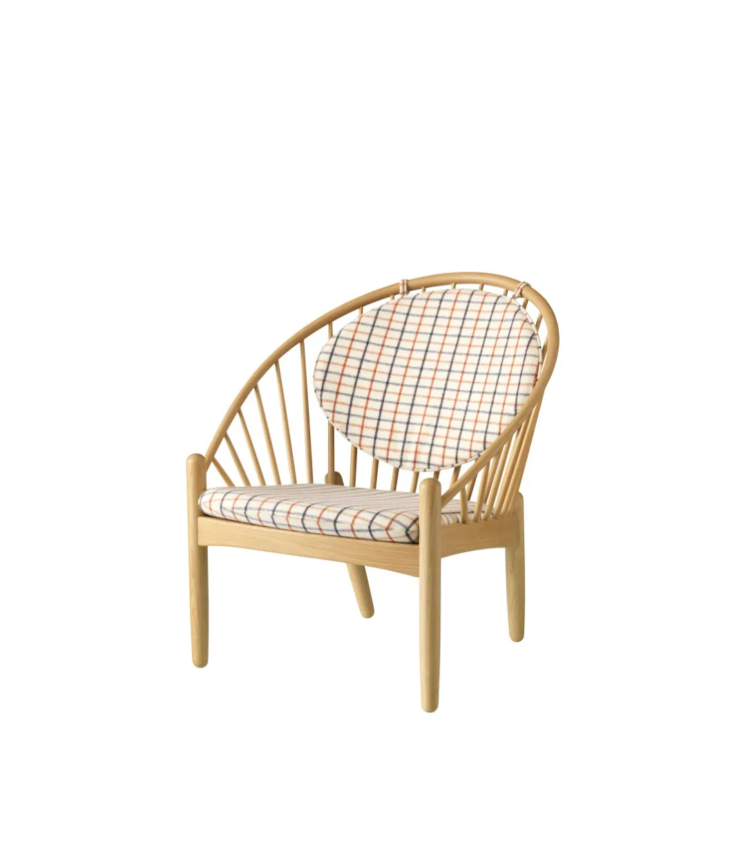 J166 Jørna chair, Oak nature lacquered-red diced FDB Møbler