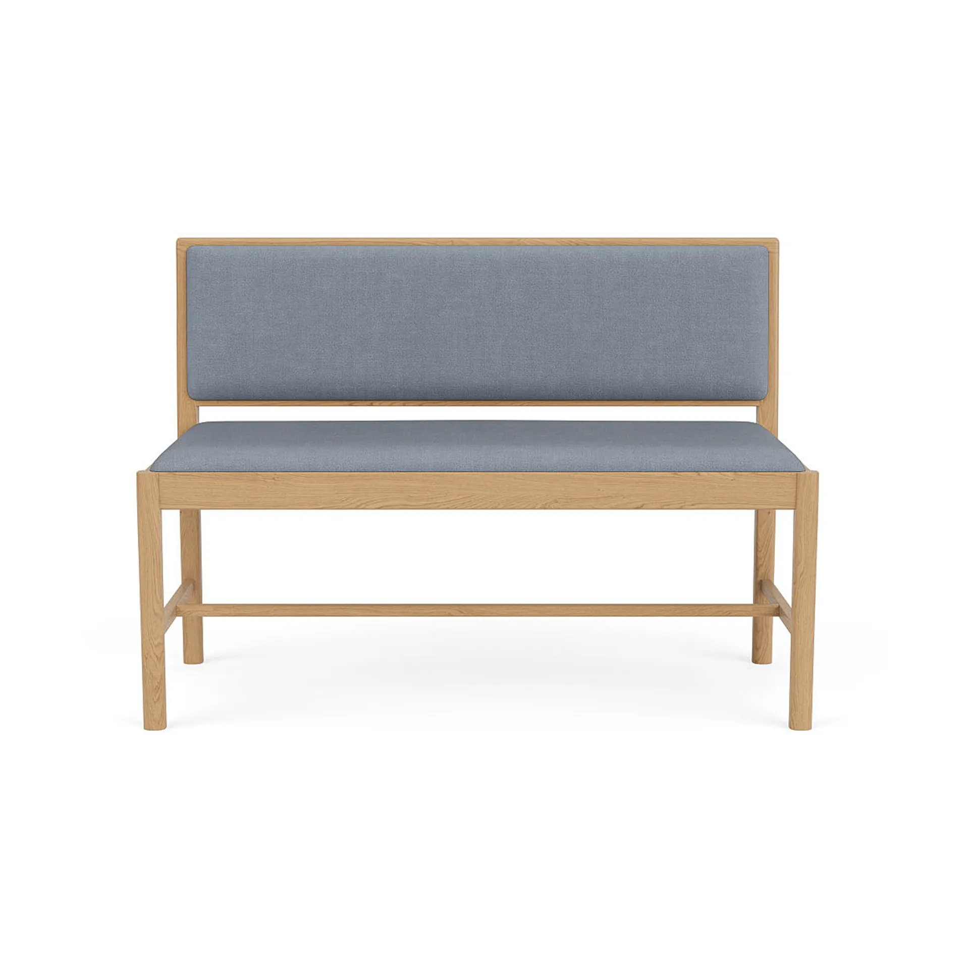 J176 Sønderborg bench, Lacquered oak-Ploegwool blue FDB Møbler