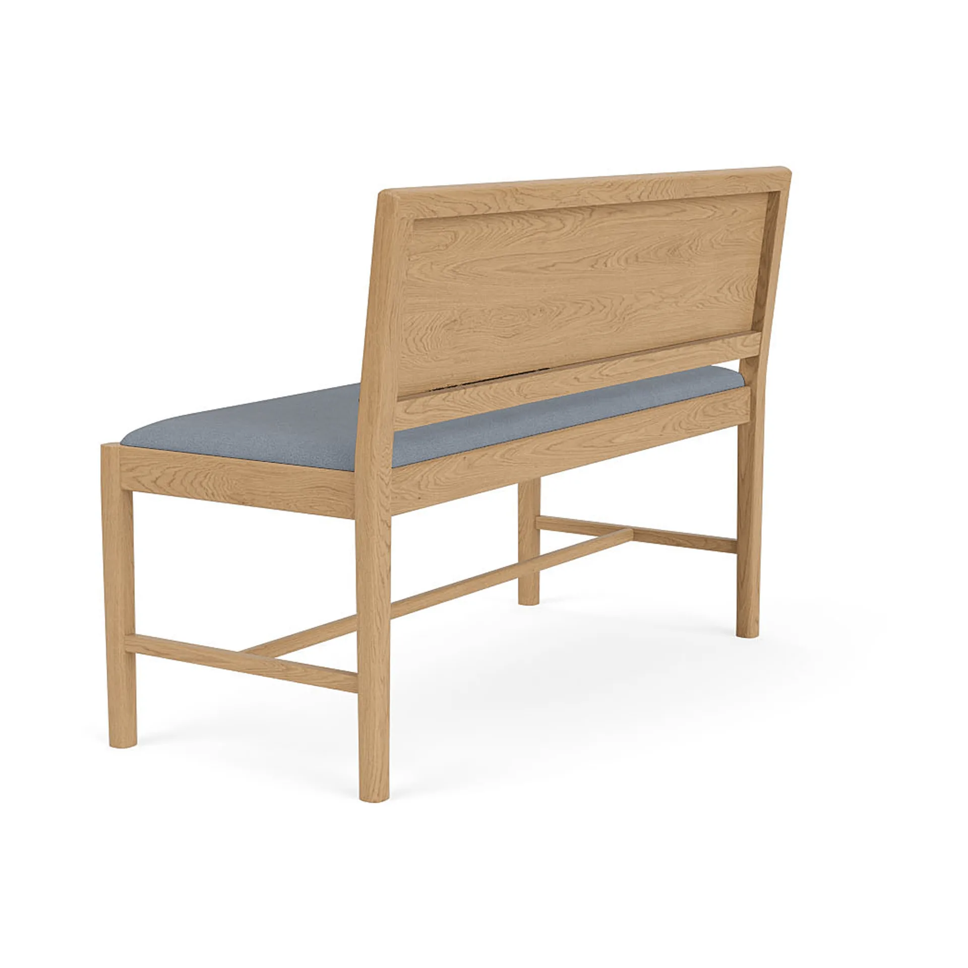 J176 Sønderborg bench, Lacquered oak-Ploegwool blue FDB Møbler