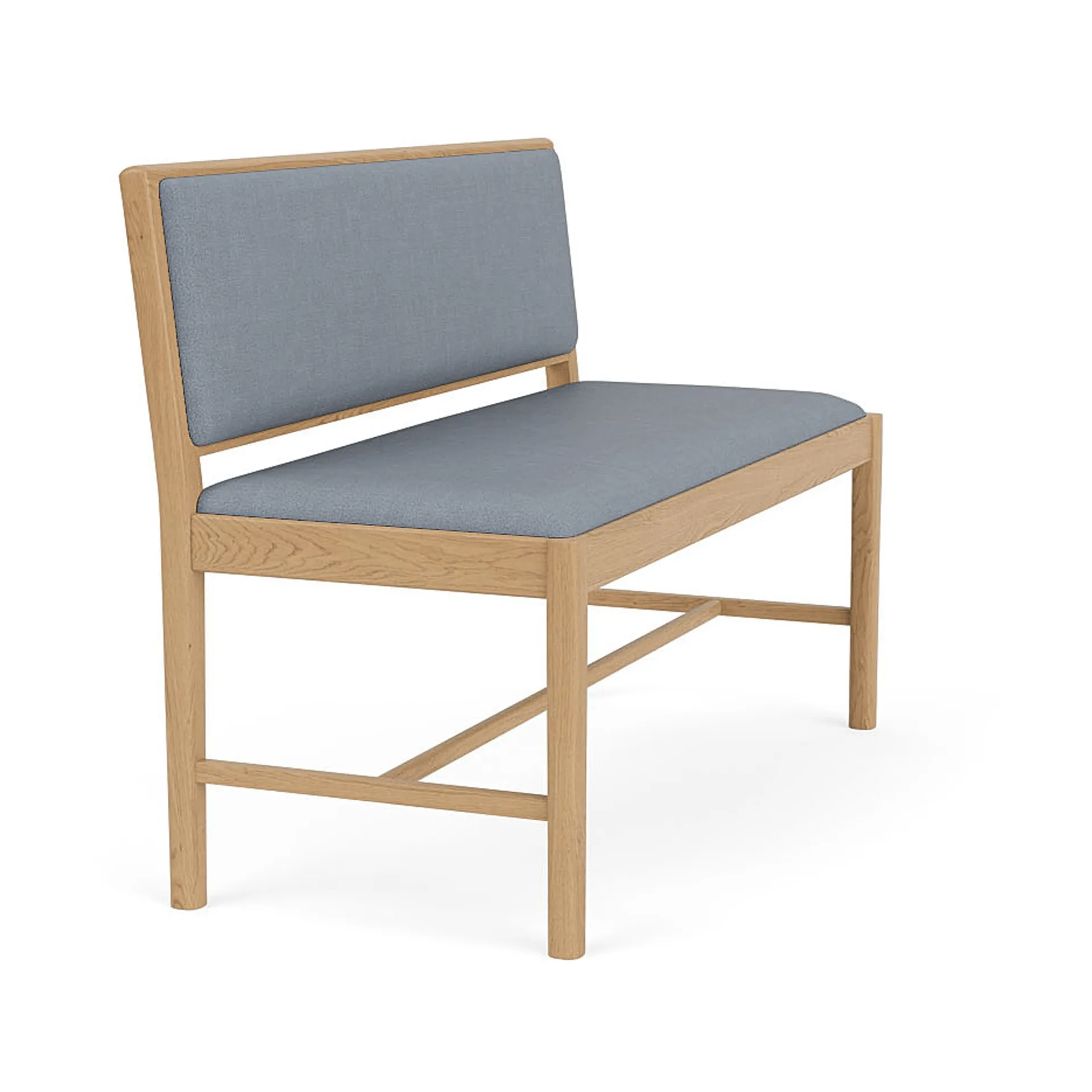 J176 Sønderborg bench, Lacquered oak-Ploegwool blue FDB Møbler