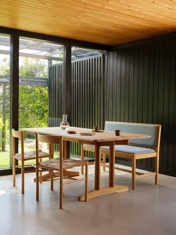 J176 Sønderborg bench - Lacquered oak-Ploegwool blue - FDB Møbler