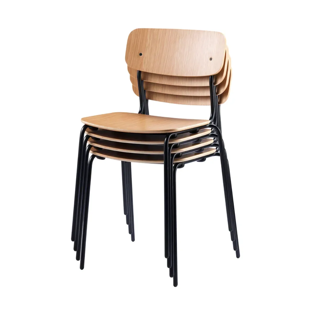 J182 Holmen chair  4-pack, Oak veneer-black legs FDB Møbler