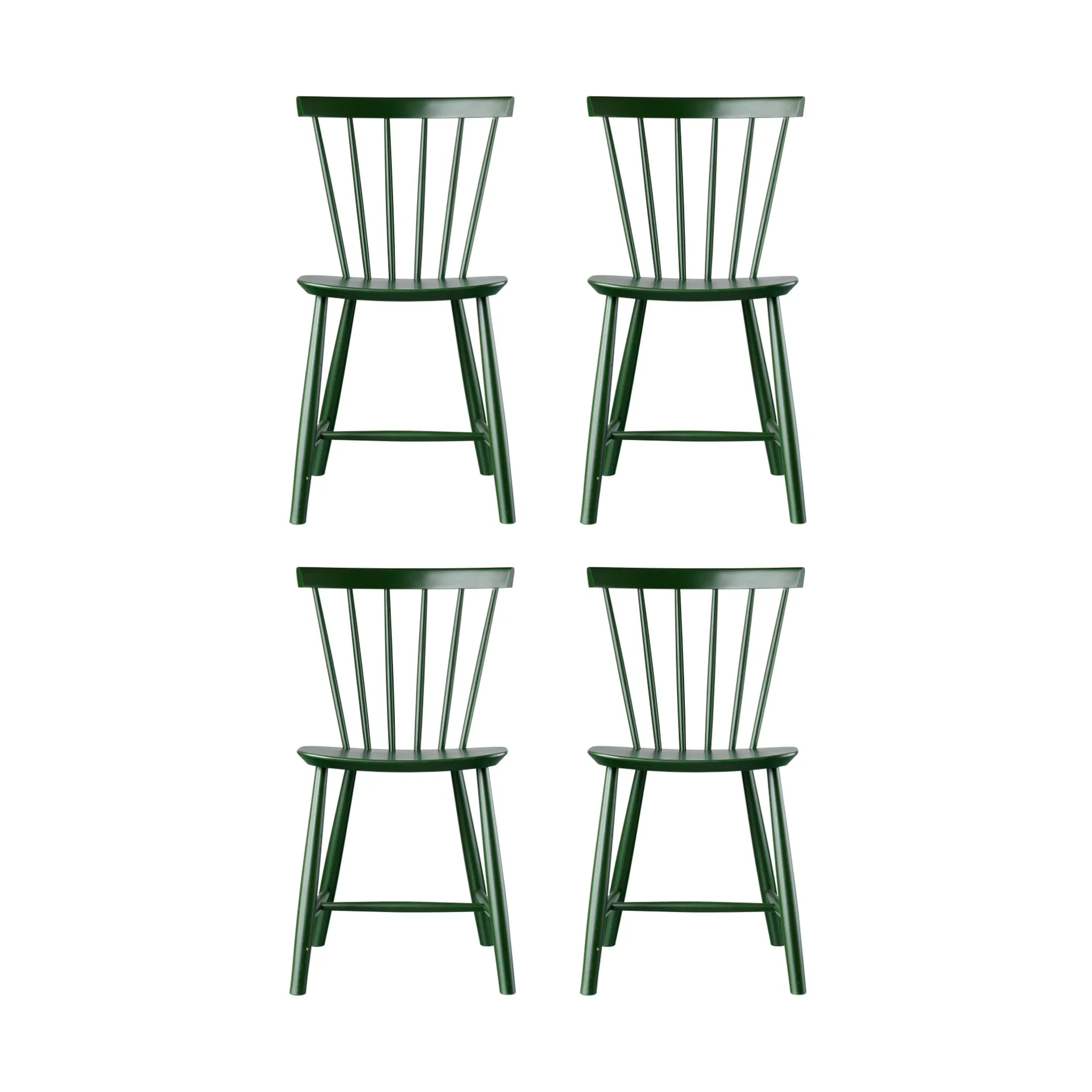 J46 chair, Beech bottle green painted, 4-pack,  FDB Møbler