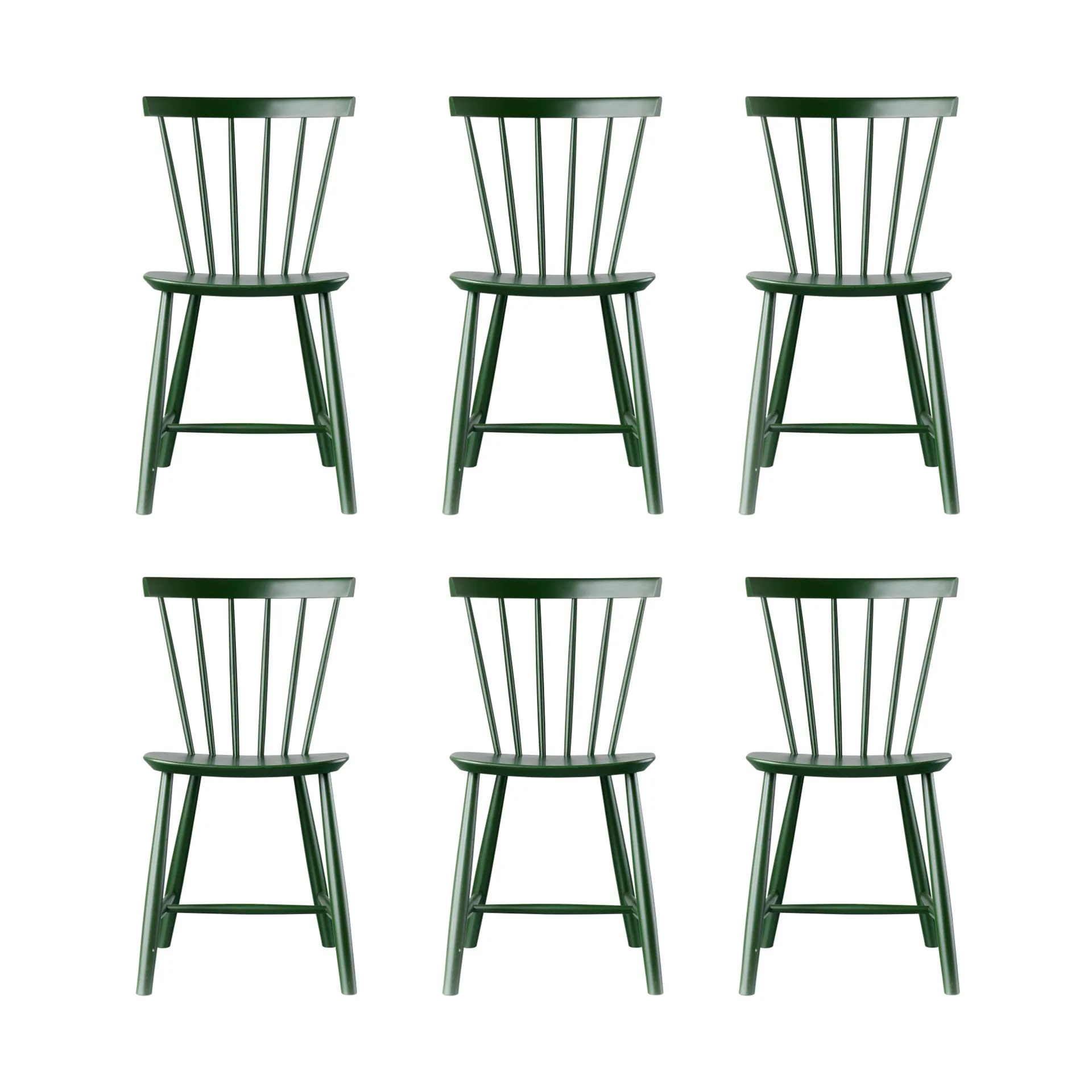 J46 chair, Beech bottle green painted, 6-pack,  FDB Møbler