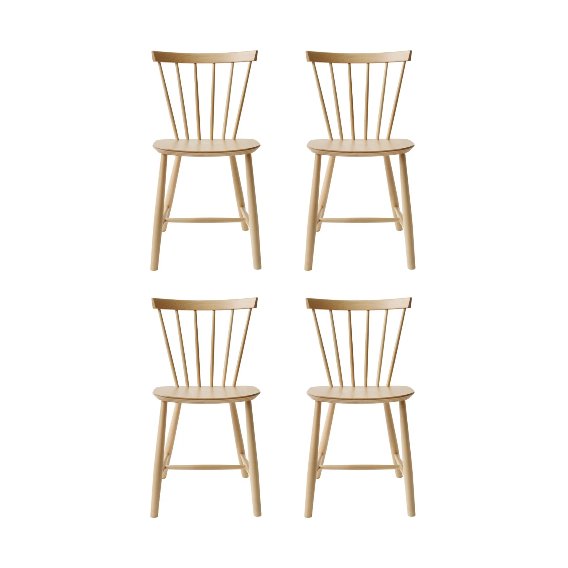 J46 chair, Beech natural lacquered, 4-pack,  FDB Møbler