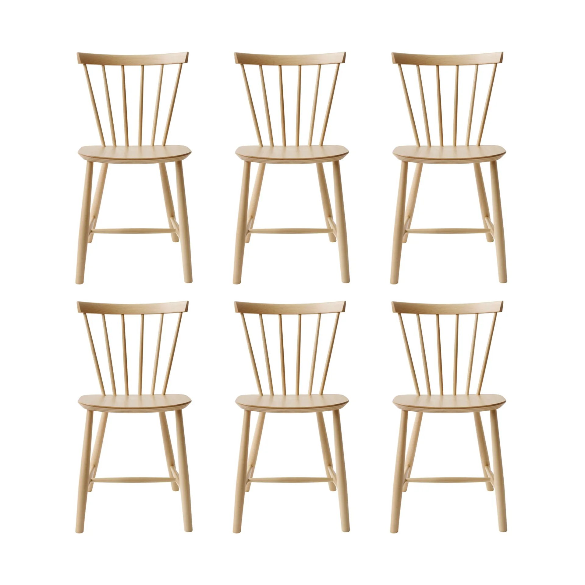 J46 chair, Beech natural lacquered, 6-pack,  FDB Møbler