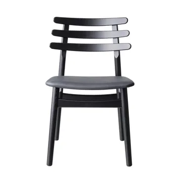 J48 chair - Oak black painted-black leather - FDB Møbler