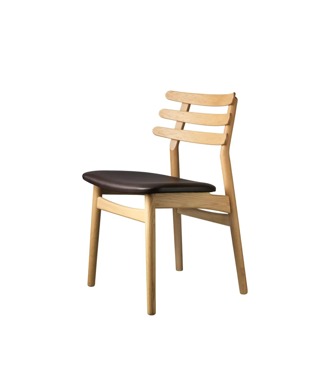 J48 chair, Oak nature lacquered-dark brown leather FDB Møbler