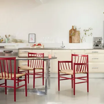 J80 chair - Ruby red beech-paper cord - FDB Møbler