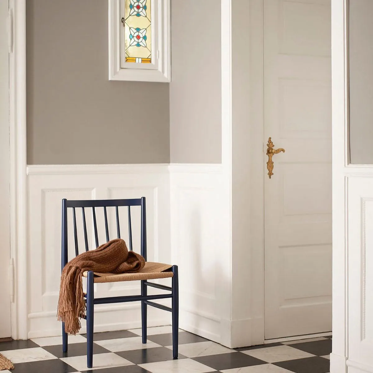J80 chair, Steel blue beech-paper cord FDB Møbler