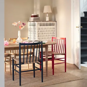J80 chair - Steel blue beech-paper cord - FDB Møbler