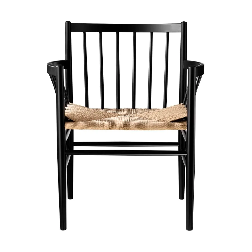 J81 chair with arms, Nature-beech black painted FDB Møbler