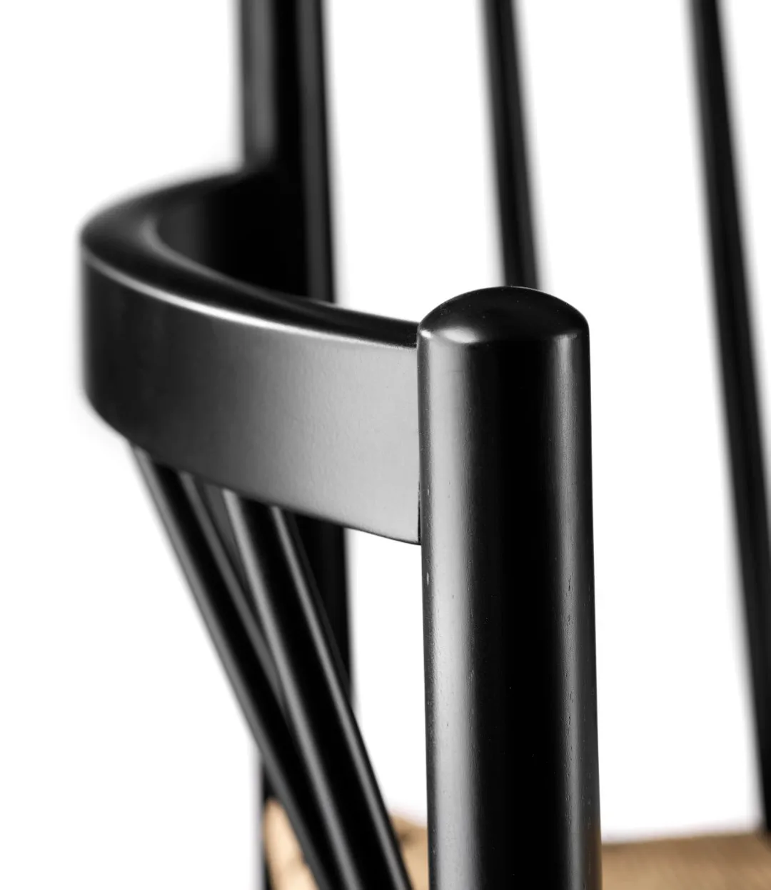 J81 chair with arms, Nature-beech black painted FDB Møbler