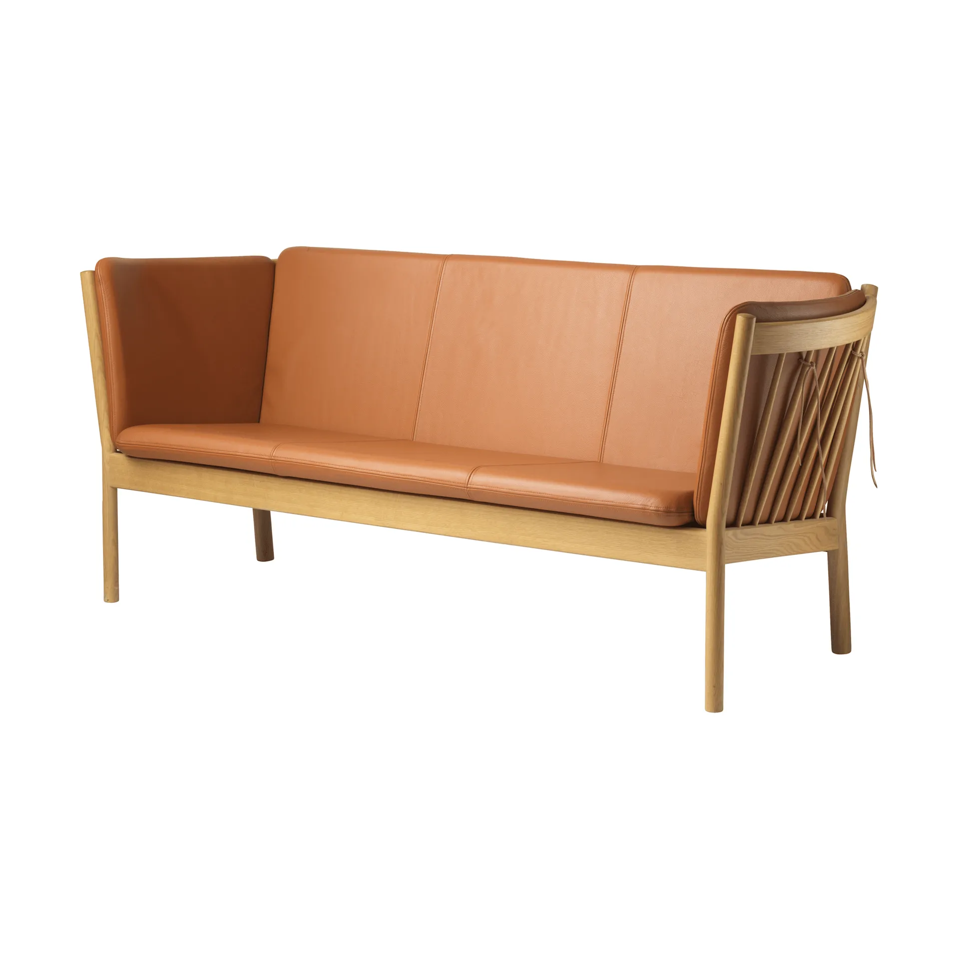 L45 MK154 sofa, Lacquered oak-leather cognac FDB Møbler