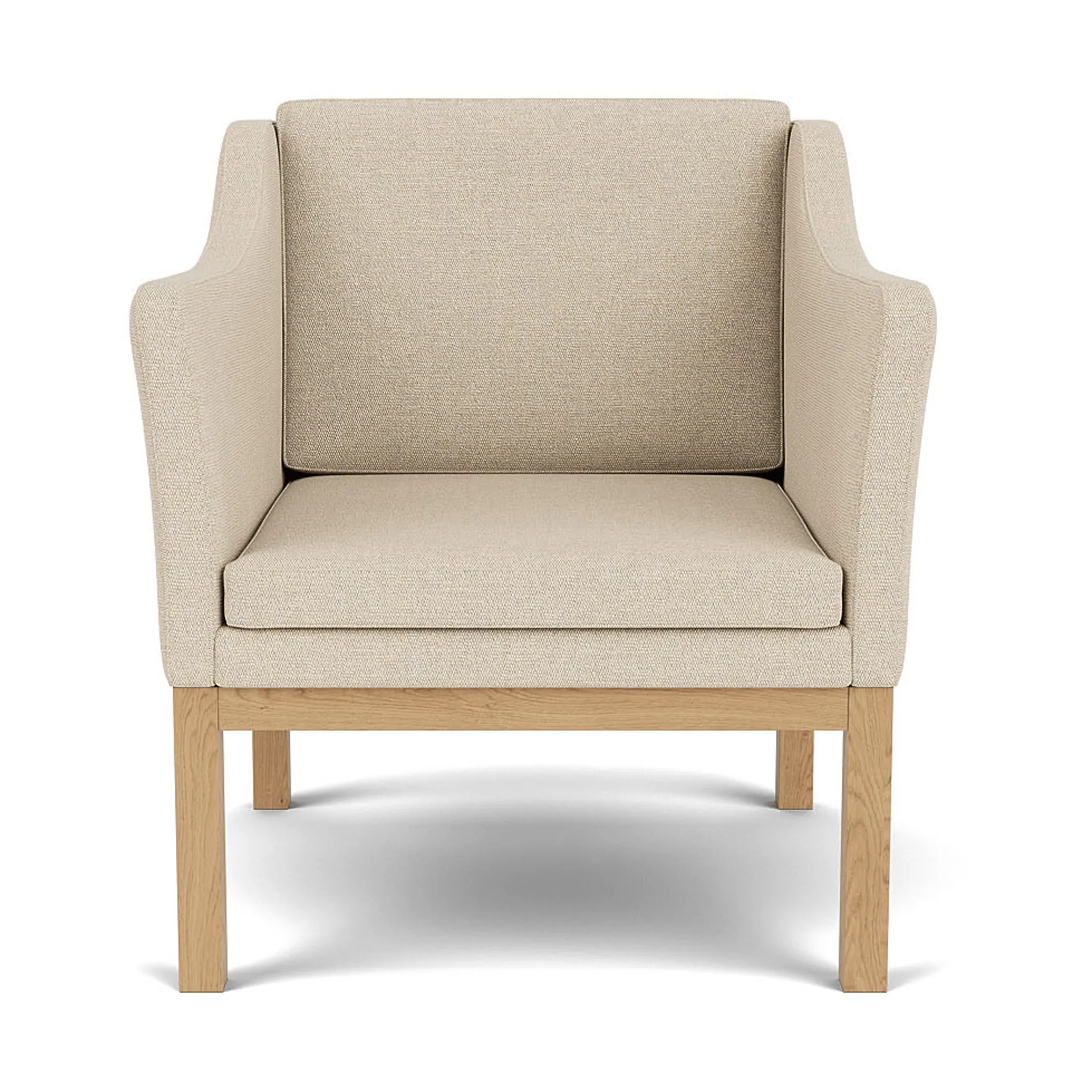 L46 MK155 armchair, Lacquered oak–beige fabric FDB Møbler