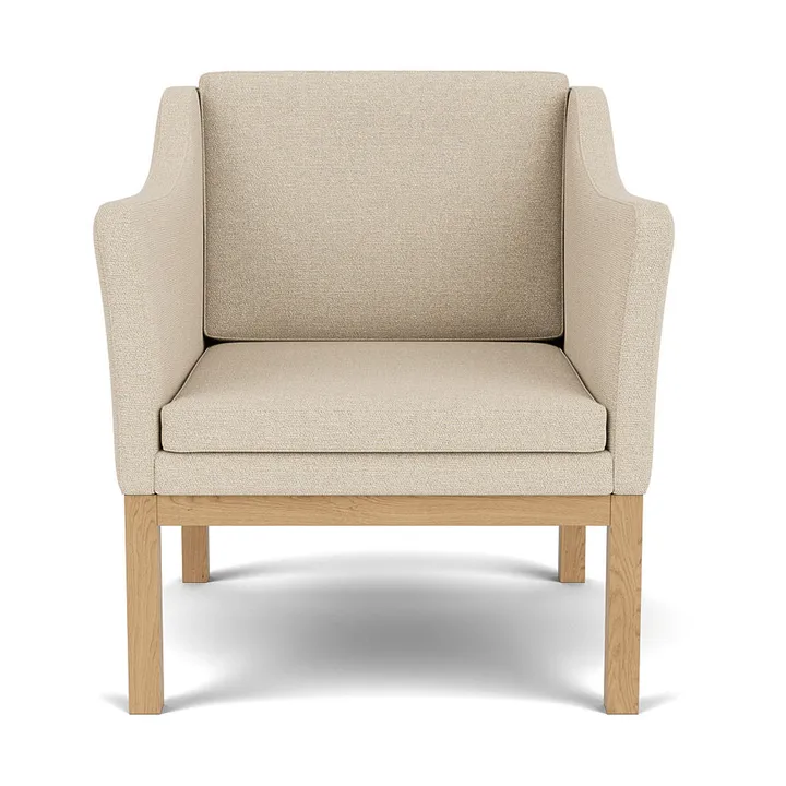 L46 MK155 armchair - Lacquered oak–beige fabric - FDB Møbler