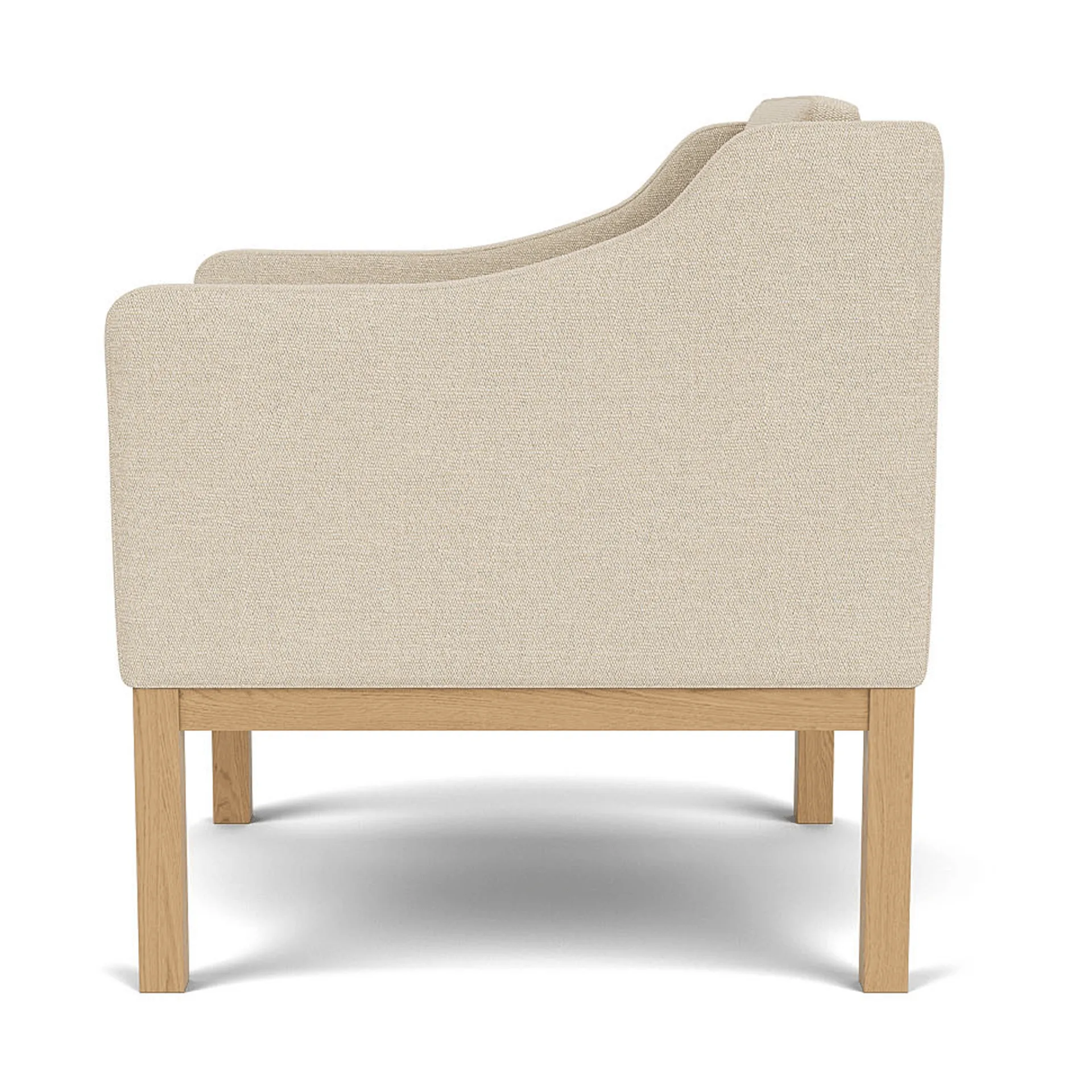 L46 MK155 armchair, Lacquered oak–beige fabric FDB Møbler